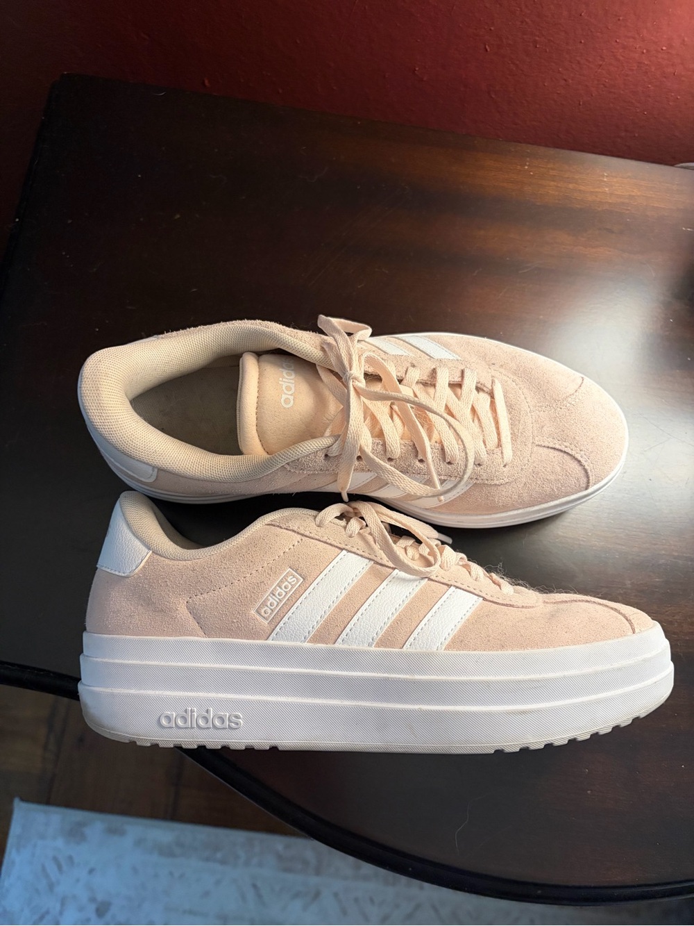 Adidas VL Court Bold Platform Sneakers Blush Pink/White Women’s 9